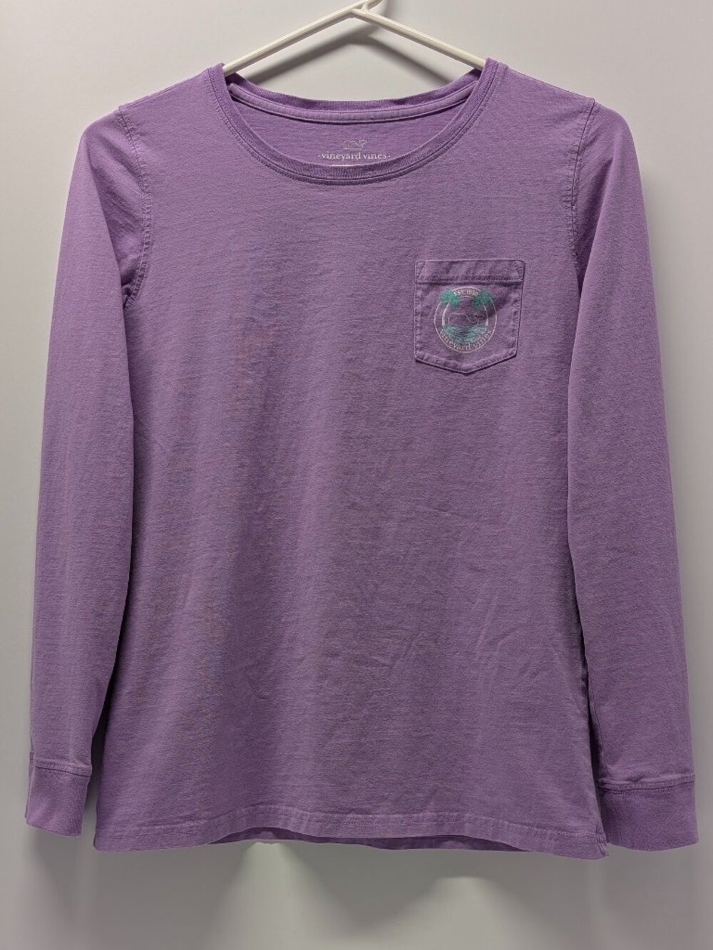 Vineyard Vines Vintage Painted Palms Whale Fill Pocket Tee